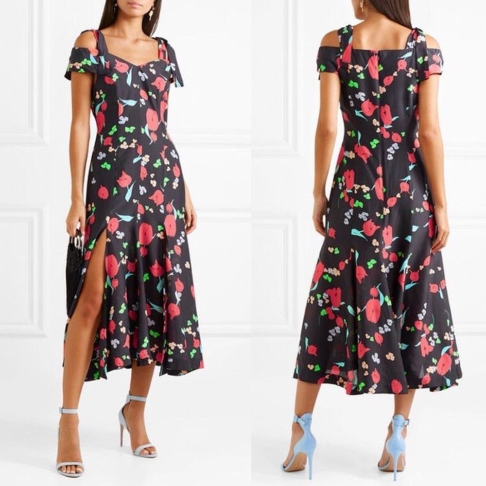Alice McCall Black Floral Midi Dress